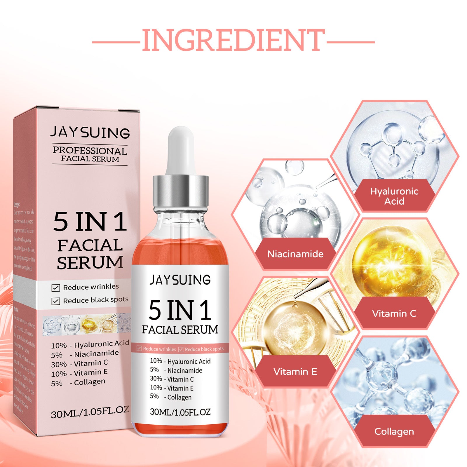 5-in-1 Facial Essence with Hyaluronic Acid, Niacinamide & Vitamin C
