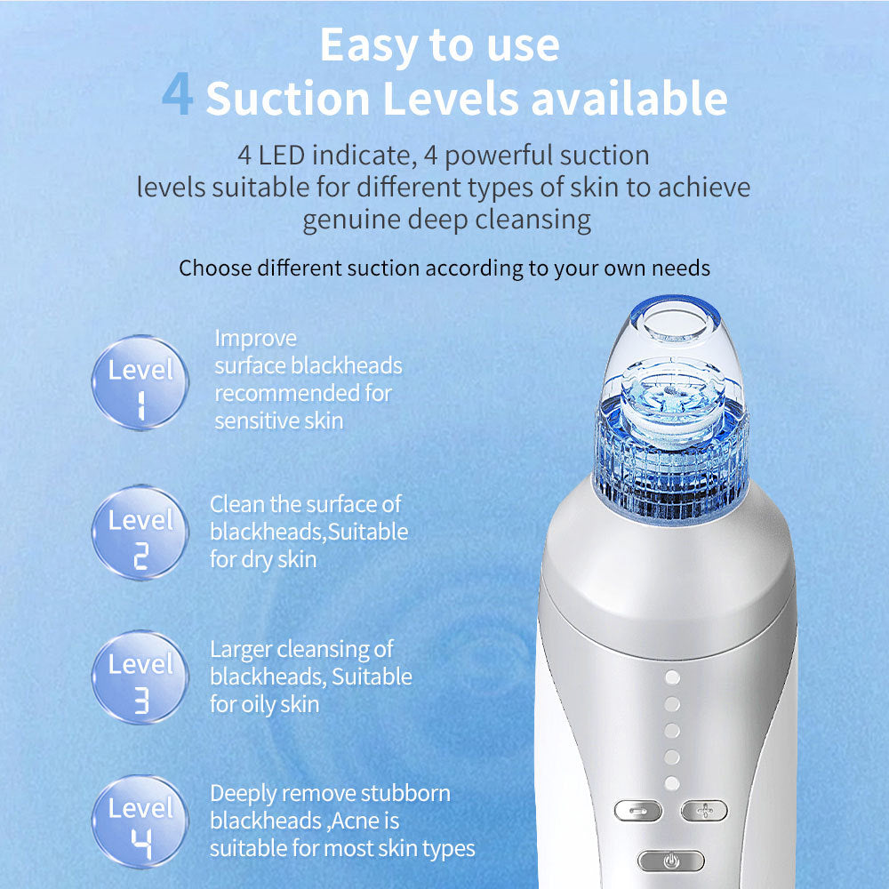 Electric Blackhead Remover with 4 Suction Heads – Rechargeable Pore Cleaner