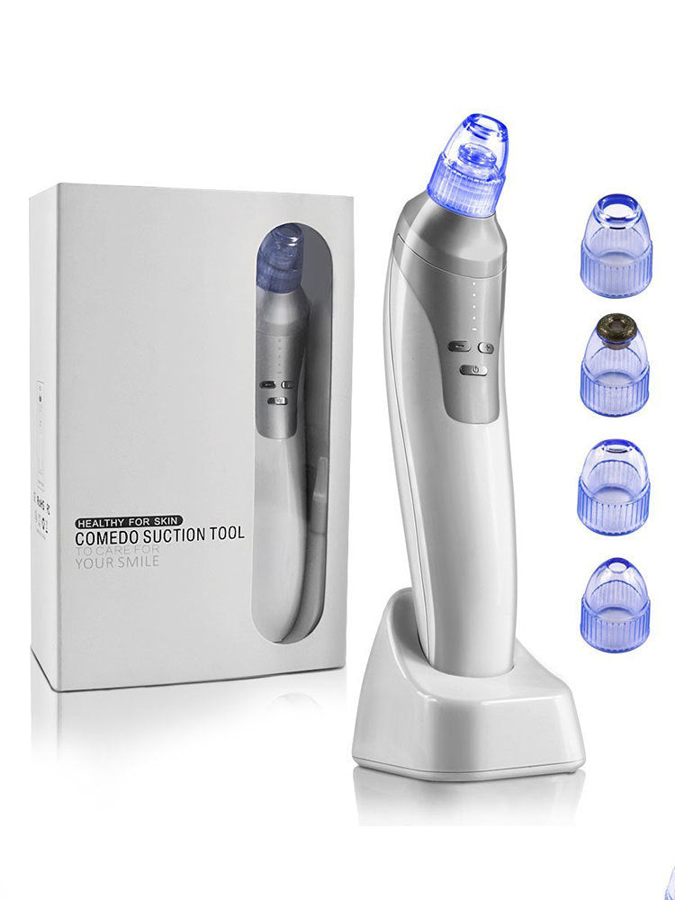 Electric Blackhead Remover with 4 Suction Heads – Rechargeable Pore Cleaner