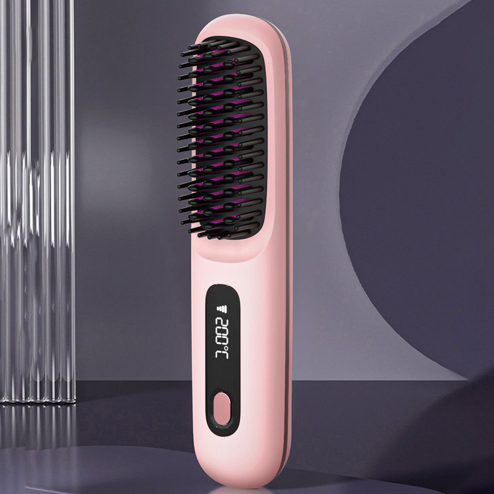 S7 Portable Cordless Hair Straightening Brush with LED Display – USB Rechargeable Mini Hot Brush