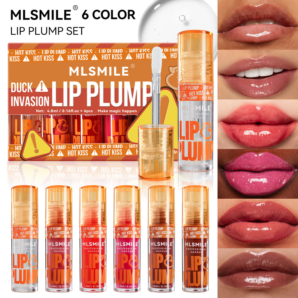 MLSMILE Lip Plumping Glaze Kit  6PCS Duckbill Applicators  Instant Volume   Hydration  K  Beauty Inspired Lip Treatment For Fuller Looking Lips