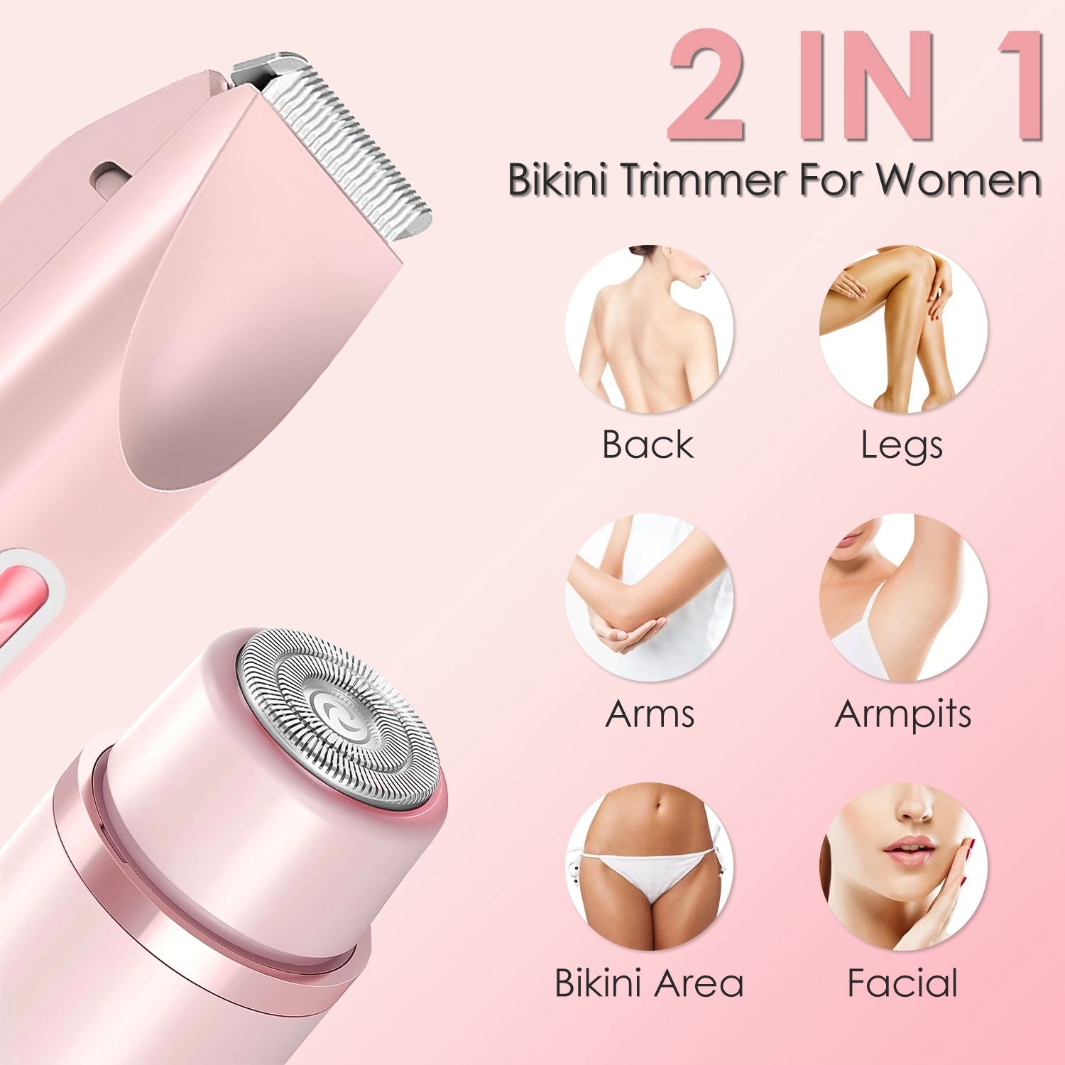 2-in-1 Women’s Dual-Head Bikini Trimmer – Waterproof, Rechargeable & Cordless Shaver