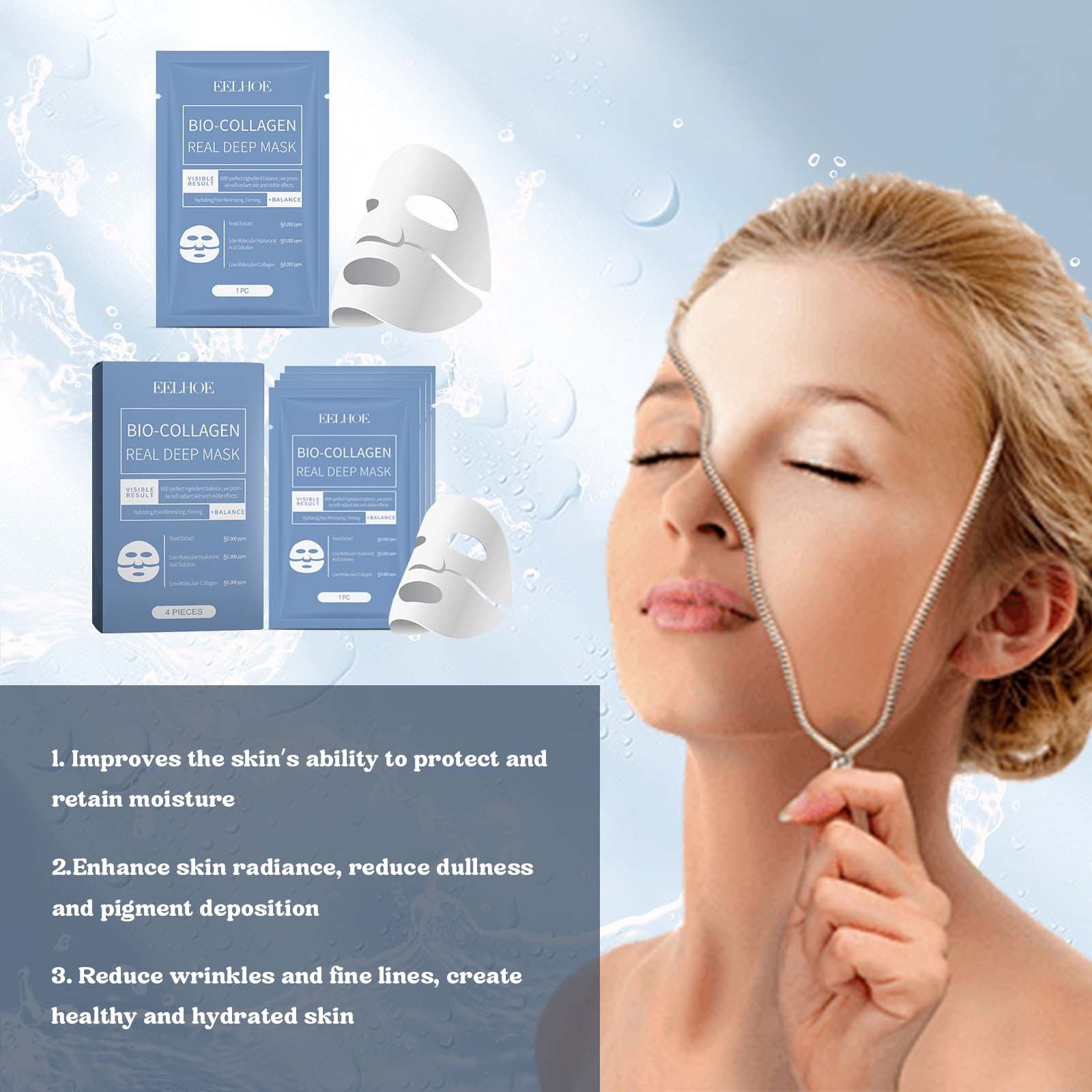 EELHOE Collagen Face Mask – Anti-Aging, Hydrating & Brightening